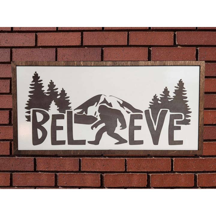 Bigfoot-bord - Bigfoot geloofsbord - Yet - Sasquatch voor wholesale door Crates Etc