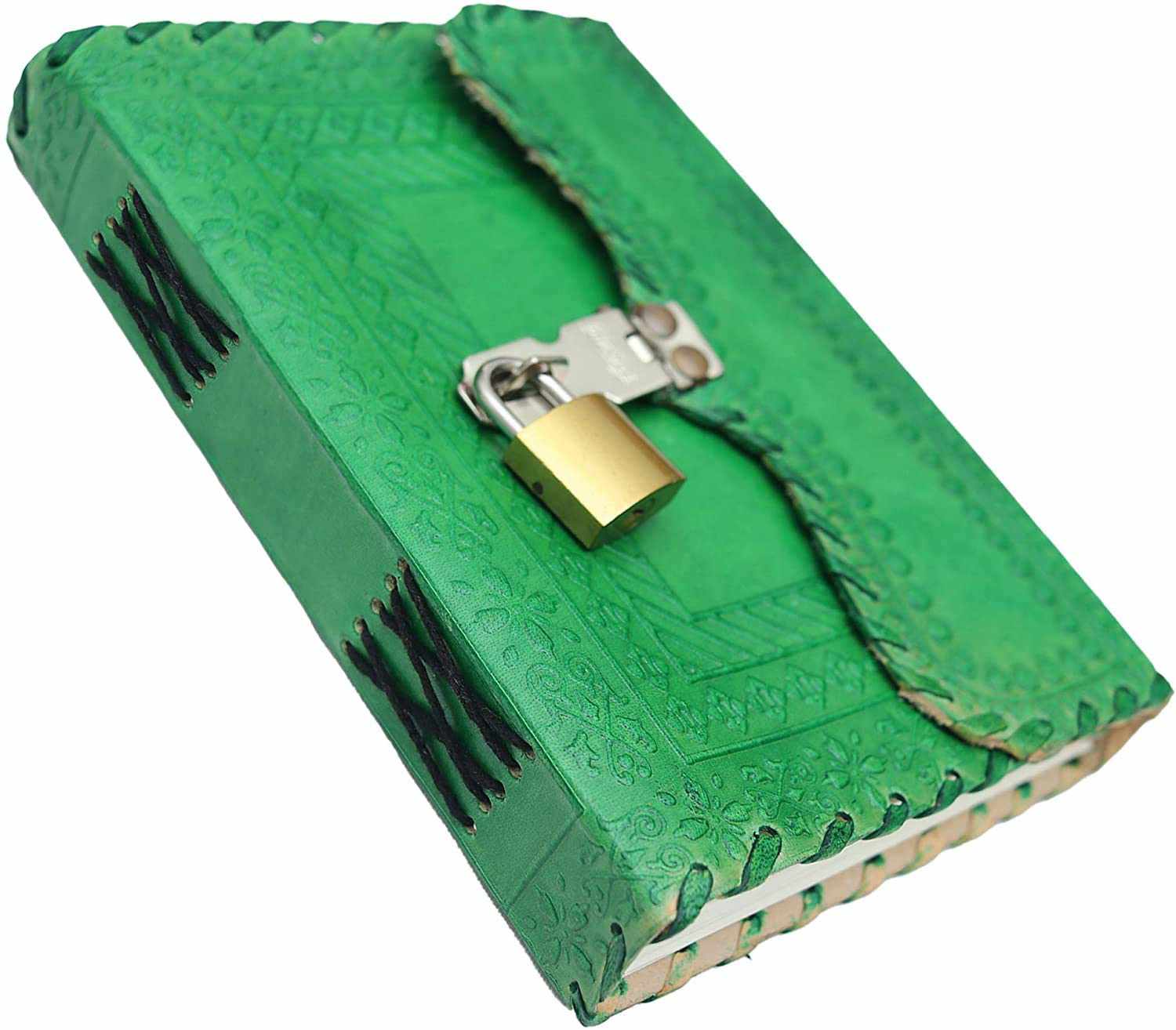 Tuzech Leather - Vente Journal intime - Journal en cuir TUZECH pour hommes et femmes, carnet en cuir pour écrire des poèmes, carnet de croquis, carnet de notes pour tenir des registres, mémoire personnel avec serrure et clé - Non ligné 7 pouces39