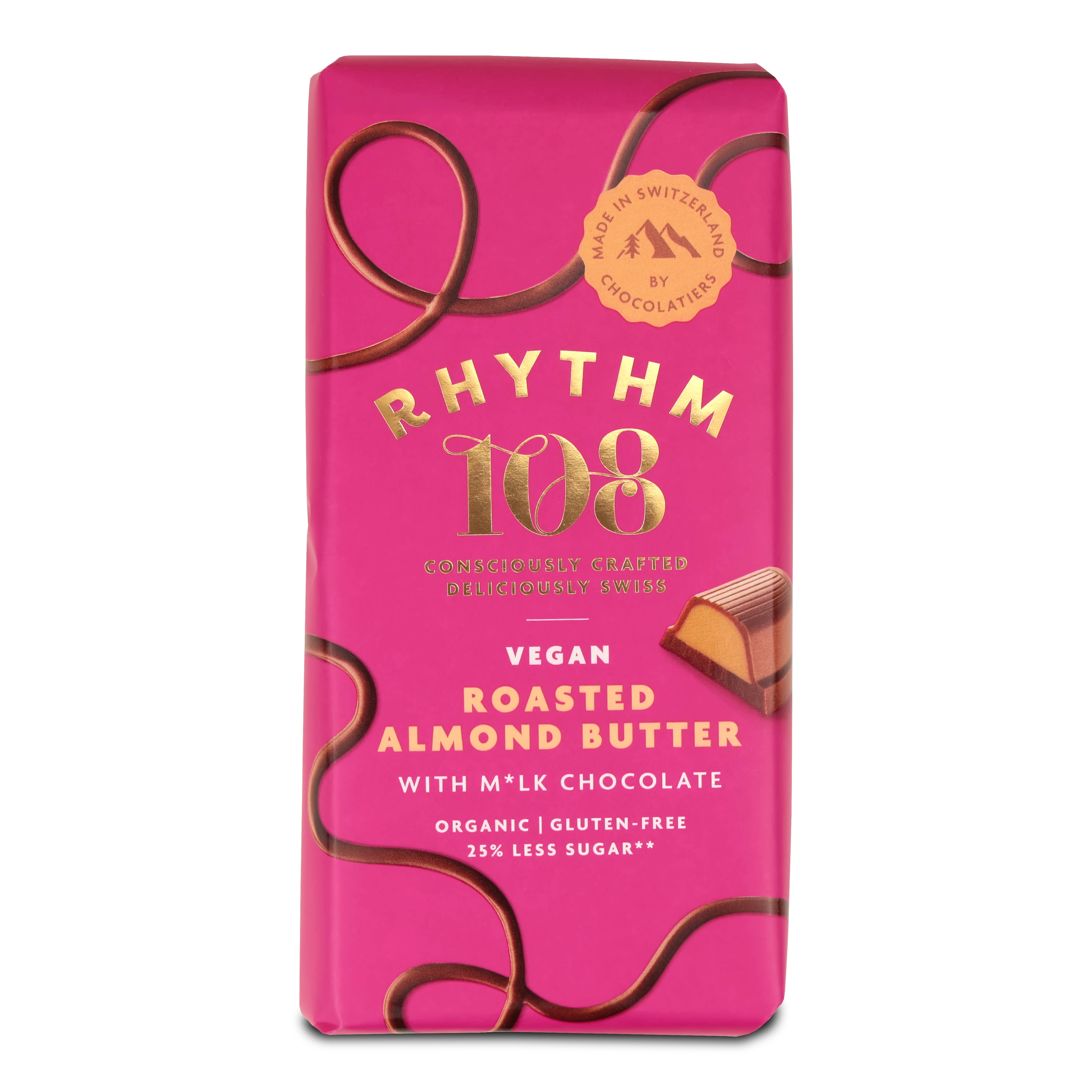 Rhythm108 - Vente Barre chocolatée - Barre de chocolat vegan au lait végétal avec beurre d’amande grillée 100 g1