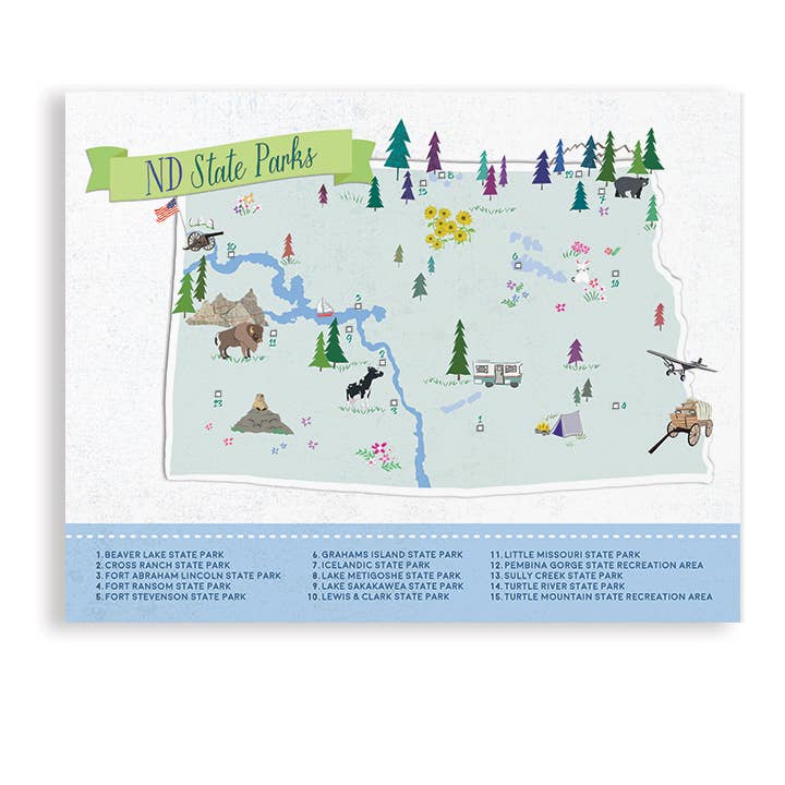 MAP - STATE PARK MAP - NORTH DAKOTA | with map pins for wholesale by UUPP
