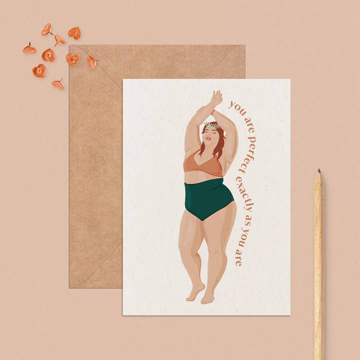 Du är perfekt • Bodypositiv och inkluderande vykort A6 för wholesale av VictoriaSlowDesign