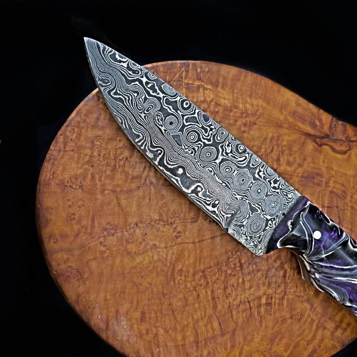 Titan International - Wholesale Kitchen/Utility Knife - Damascus Steel EDC Knife by Titan TD-702 Midnight Prism5