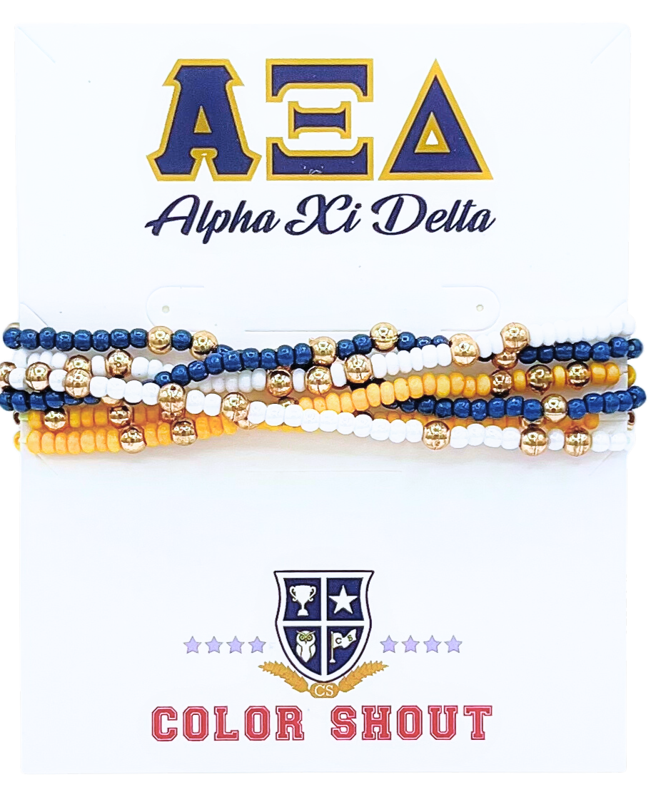 Color Shout - Wholesale Jewelry Set - Sorority Colors Stack: Set of 6 Beaded Stretch Bracelets4