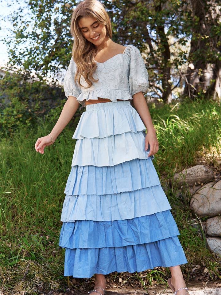 Layered Multi Color Maxi Skirt for wholesale by J.NNA