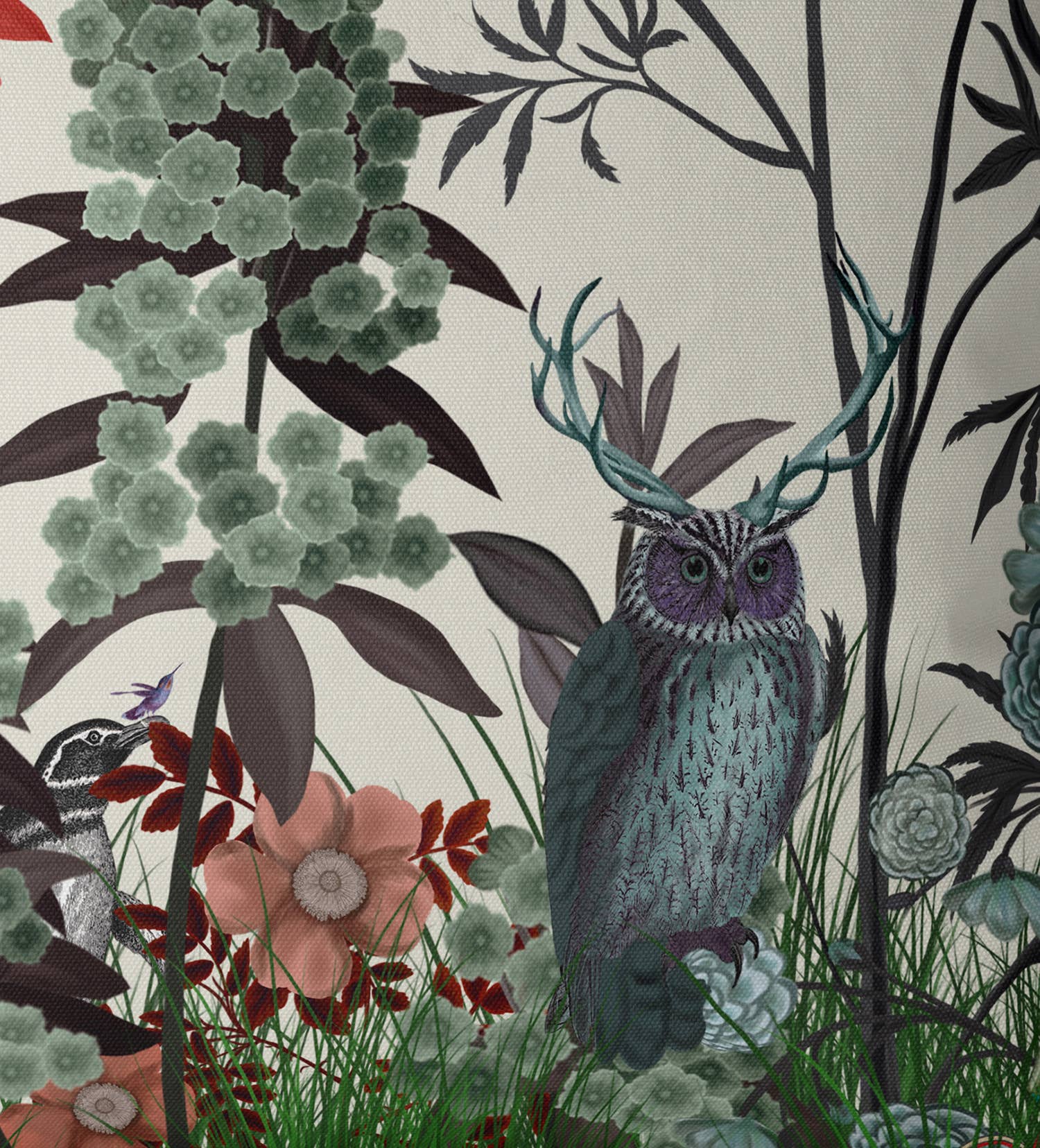 FabFunky Ltd - Wholesale Throw/Decorative Pillow - Wildflower Bloom, Owl, Botanical pillow or garden cushion2