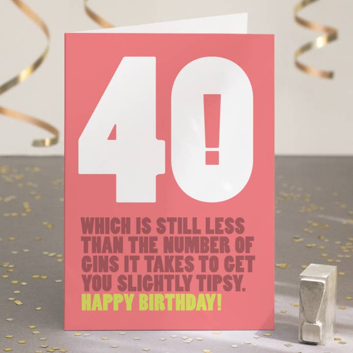 Carte drôle 40e anniversaire - Gin pour la vente par Wordplay Design