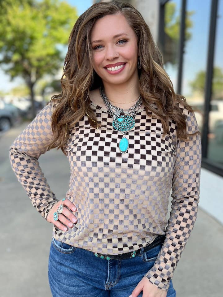 Top en velours à col rond Sweet Dreams pour la vente par Sterling Kreek