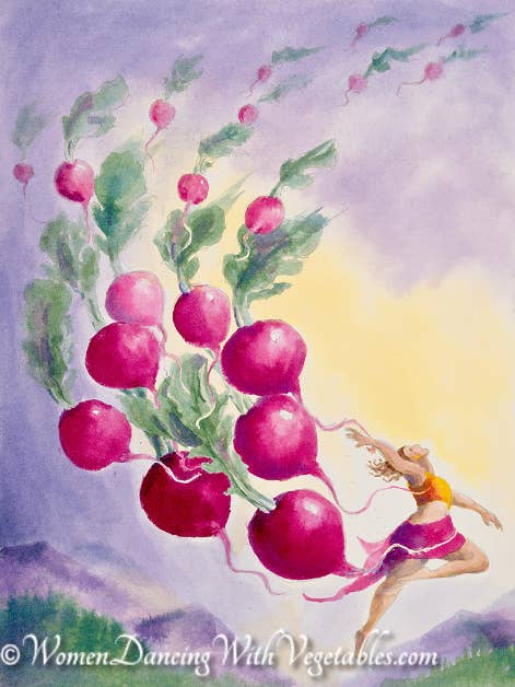 Radishes for wholesale by Women Dancing with Vegetables. Becoming Lighter