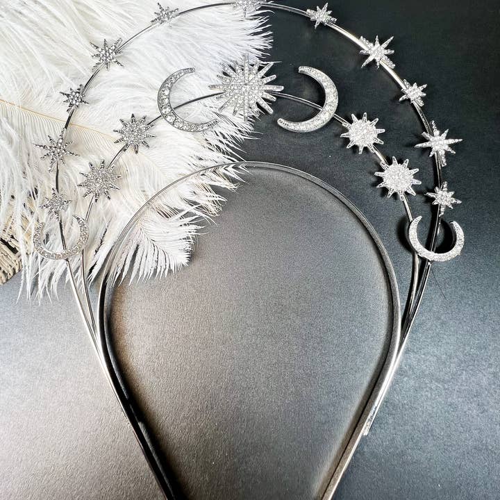 Happy Dream Gifts – Engroshandel Pandebånd - Dame – Sun Moon Stars Goddess Crown Halo pandebånd, Boho hovedstykke1