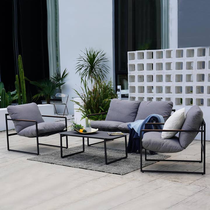 4 Piece Patio Outdoor Furniture Set With Modern Metal Sofa And Coffee Table for wholesale by ShipItFurniture