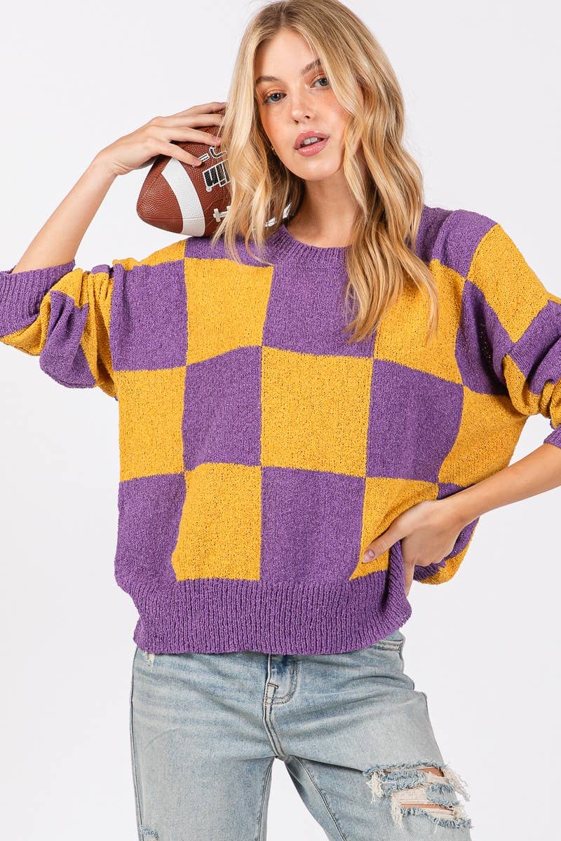 Sewn and Seen - Wholesale Knit Sweater - Women's - CHECKER SWEATER TOP 5