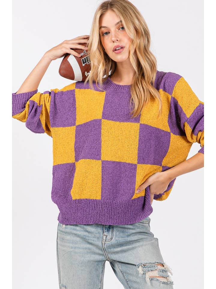 Sewn and Seen - Wholesale Knit Sweater - Women's - CHECKER SWEATER TOP 5