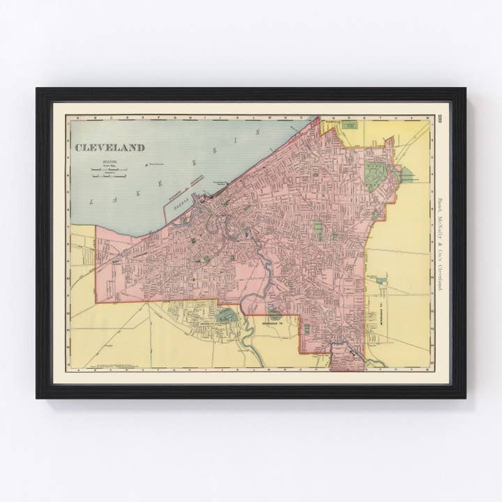 Vintage Map of Cleveland, Ohio 1903 for wholesale by Ted's Vintage Art