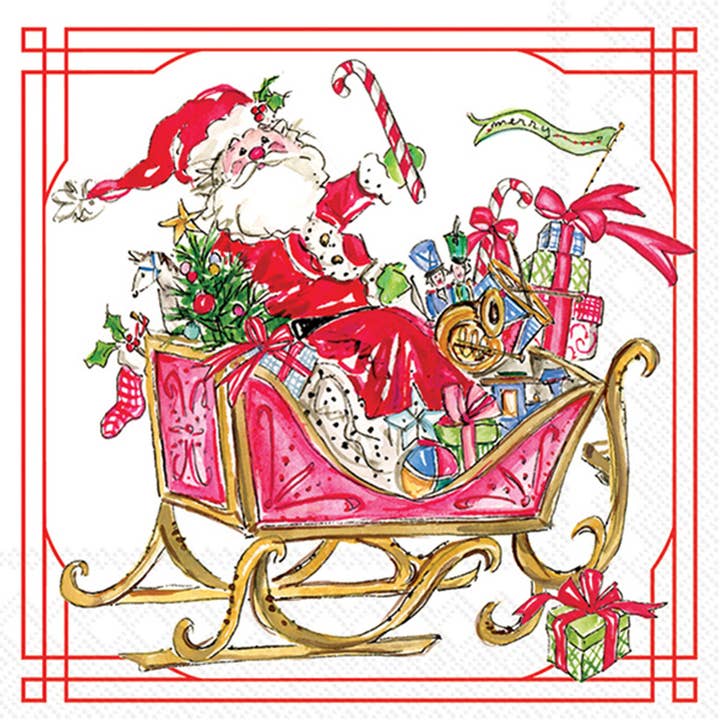 Paper Cocktail Napkins Pk/20 Santa Sleigh with Presents for wholesale by Boston International