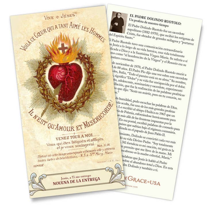 Surrender Novena SPANISH Trifold Holy Card (LARGE FONT) for wholesale by The Retro - a Full of Grace USA Company