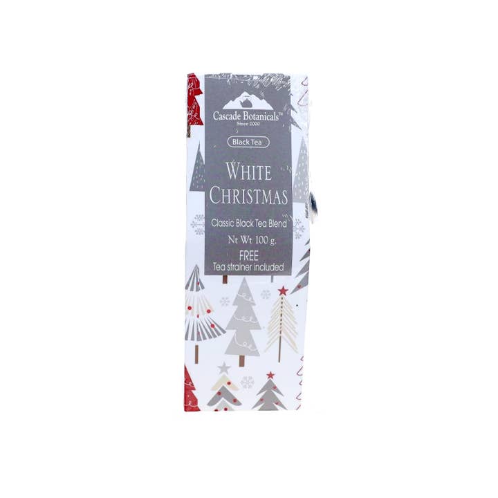 Cascade Teas & Botanicals - Wholesale Loose Tea - Holiday Tea White Christmas Gift Box, FREE STRAINER