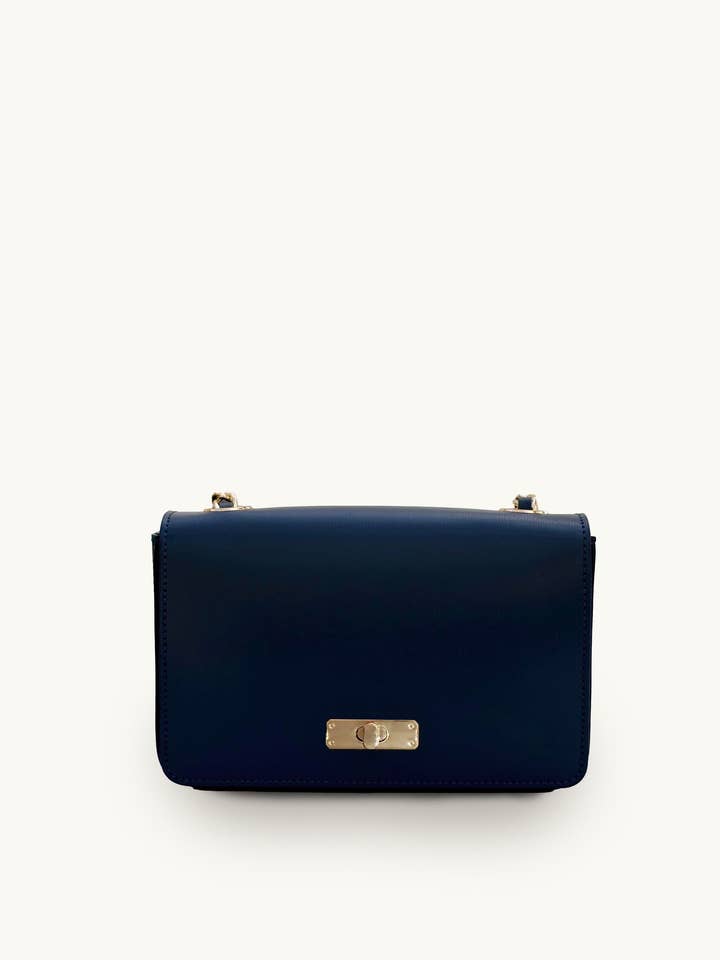 The Grace Navy Leather Bag for wholesale by Apatchy London