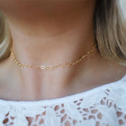 Golden Hearts Chain Choker for wholesale by bohemians closet