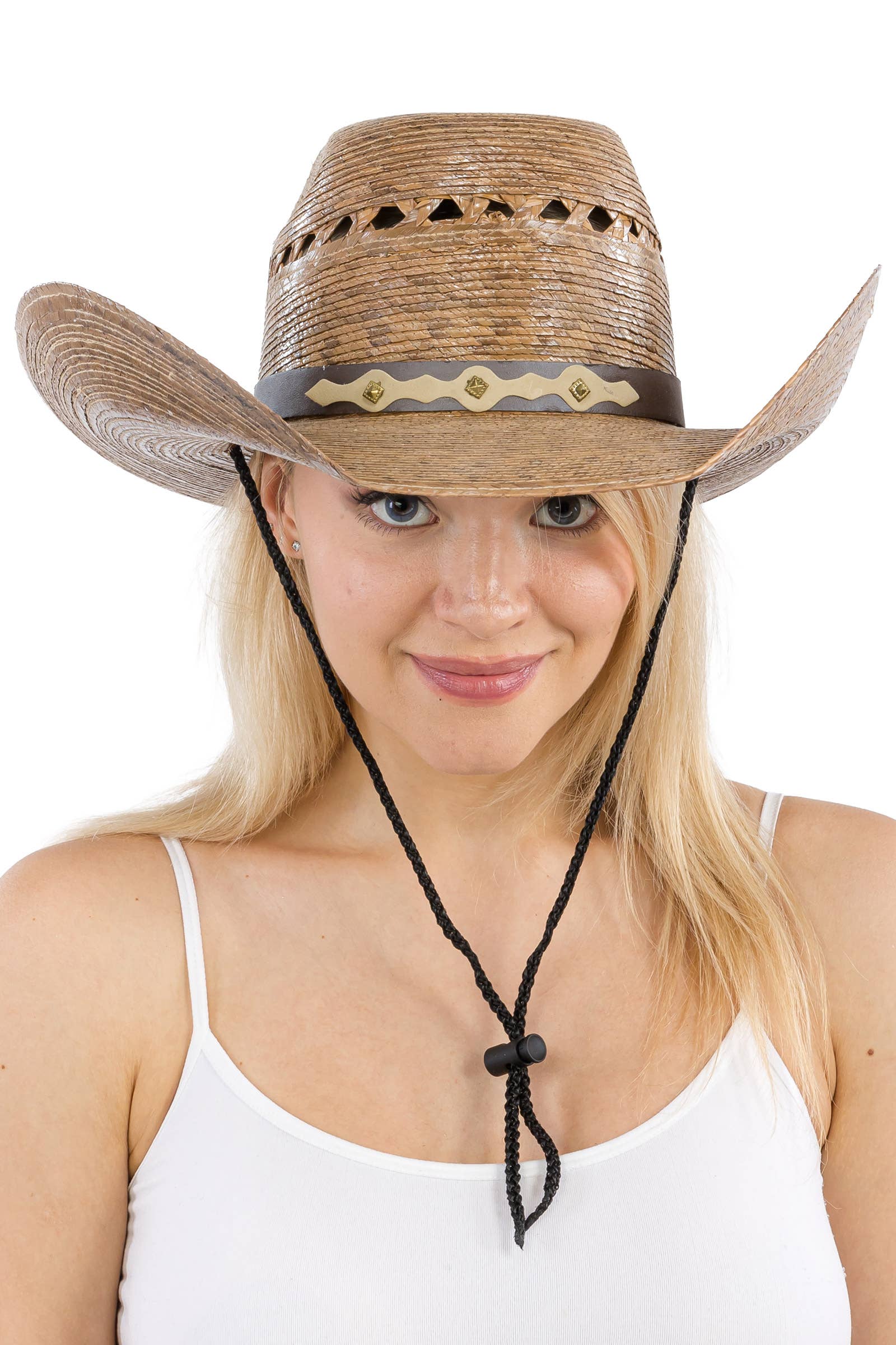 Cap Zone – wholesale Cowboyhatt - Dam – Ventilerad Chl Taco Brätte Palmstrå Cowboyhatt4