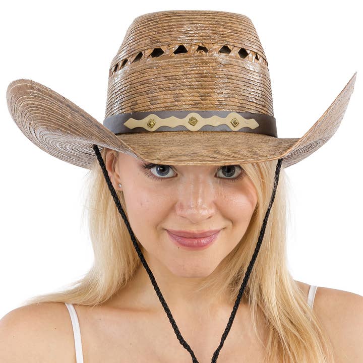 Cap Zone – wholesale Cowboyhatt - Dam – Ventilerad Chl Taco Brätte Palmstrå Cowboyhatt4