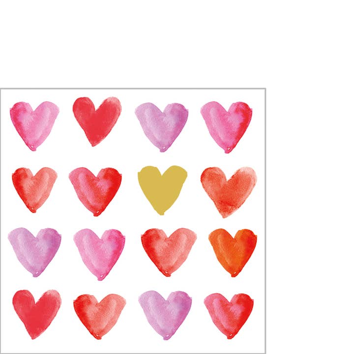 Cocktail Napkin - Aquarell Hearts gold for wholesale by Elegant Gifts