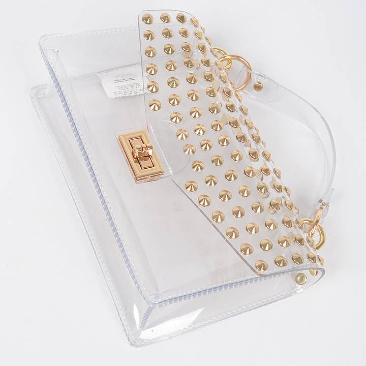 3AM BY H&D ACCESSORIES – wholesale Top handle bag – women's – Studded Transparent Top Handle Bag3
