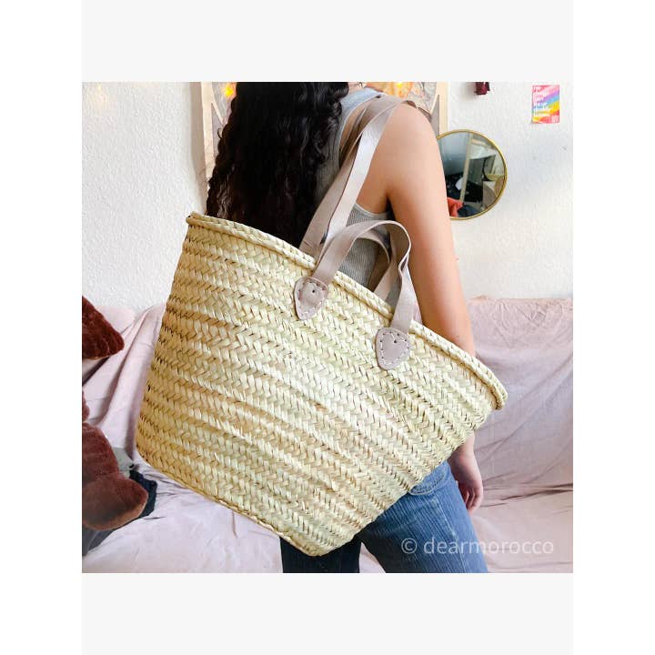 dear Morocco - Wholesale Beach Bag - READYTOSHIP Moroccan Palm leaf double handle bag M set1