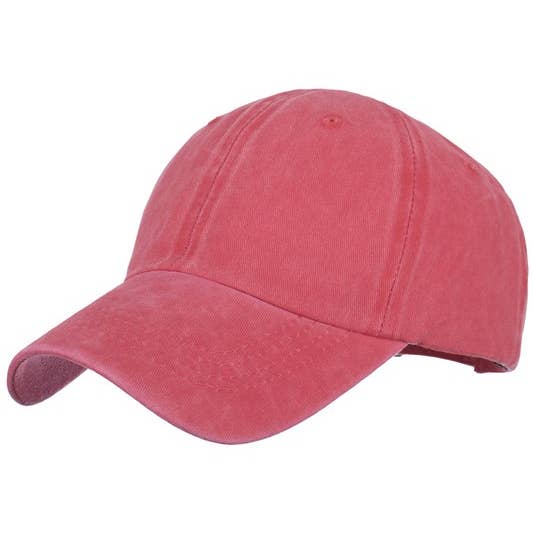 ACCITY - Wholesale Baseball Cap - Women's - Summer Washed Solid Baseball Cap, Sun Hat CWAH20612