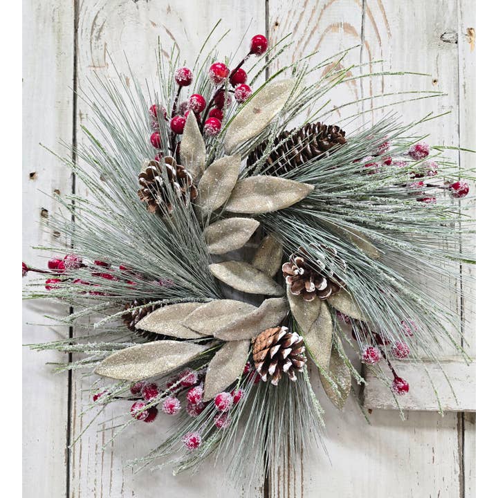 Wholesale Home Decor - Wholesale Artificial Flowers - Frosty Christmas 4.5in Candle Ring