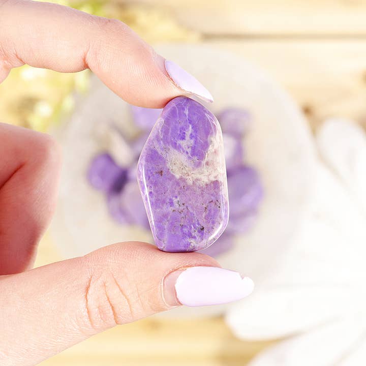 Natures Artifacts Inc - Wholesale Spiritual Stone/Crystal - 1/4 lb Purple Jade Tumbled Stones - Lavender Jade2