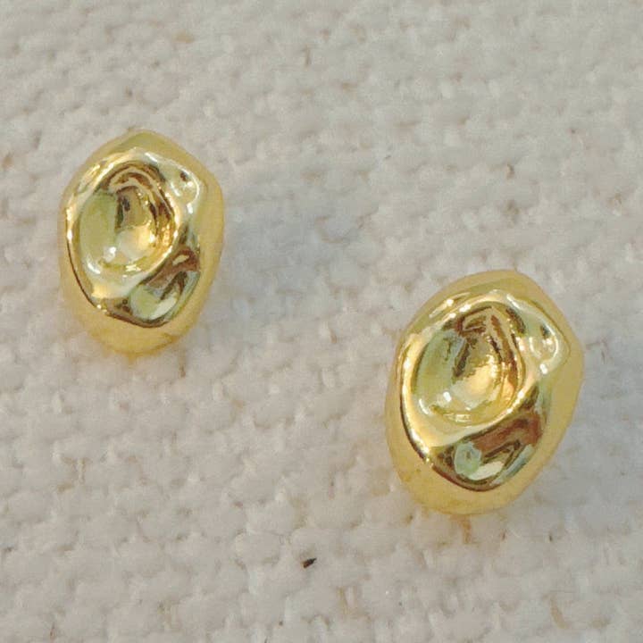 Gold Pebble Dome Stud Earrings for wholesale by Ellison+Young
