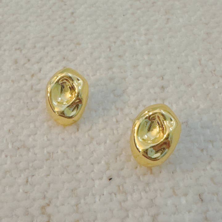 Ellison+Young - Wholesale Stud/post earrings - Gold Pebble Dome Stud Earrings