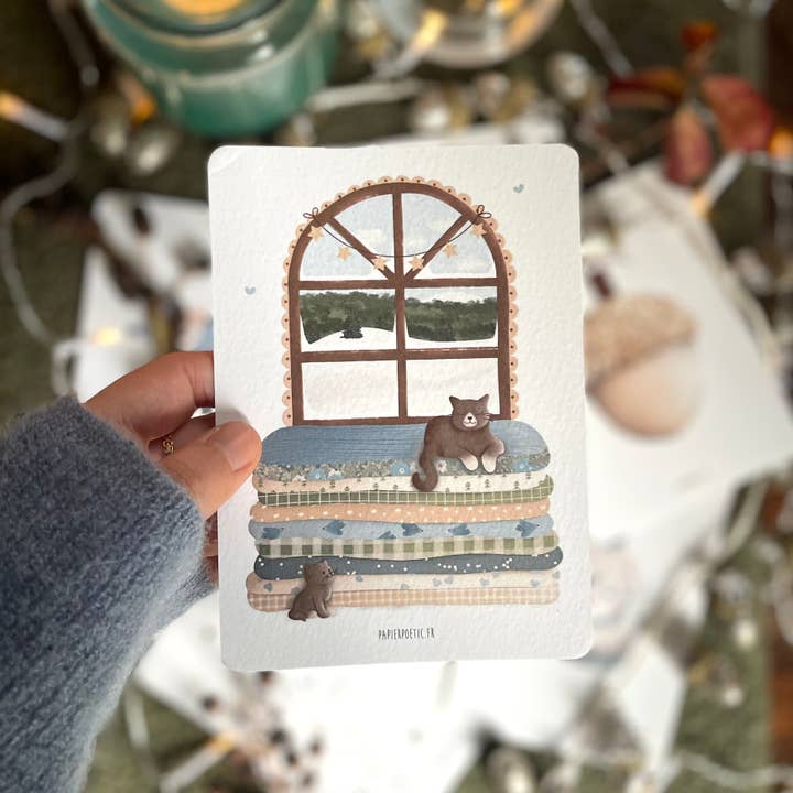 Papier Poetic - Wholesale Postcard - Postcard / Card "Winter Cats Mattress"1