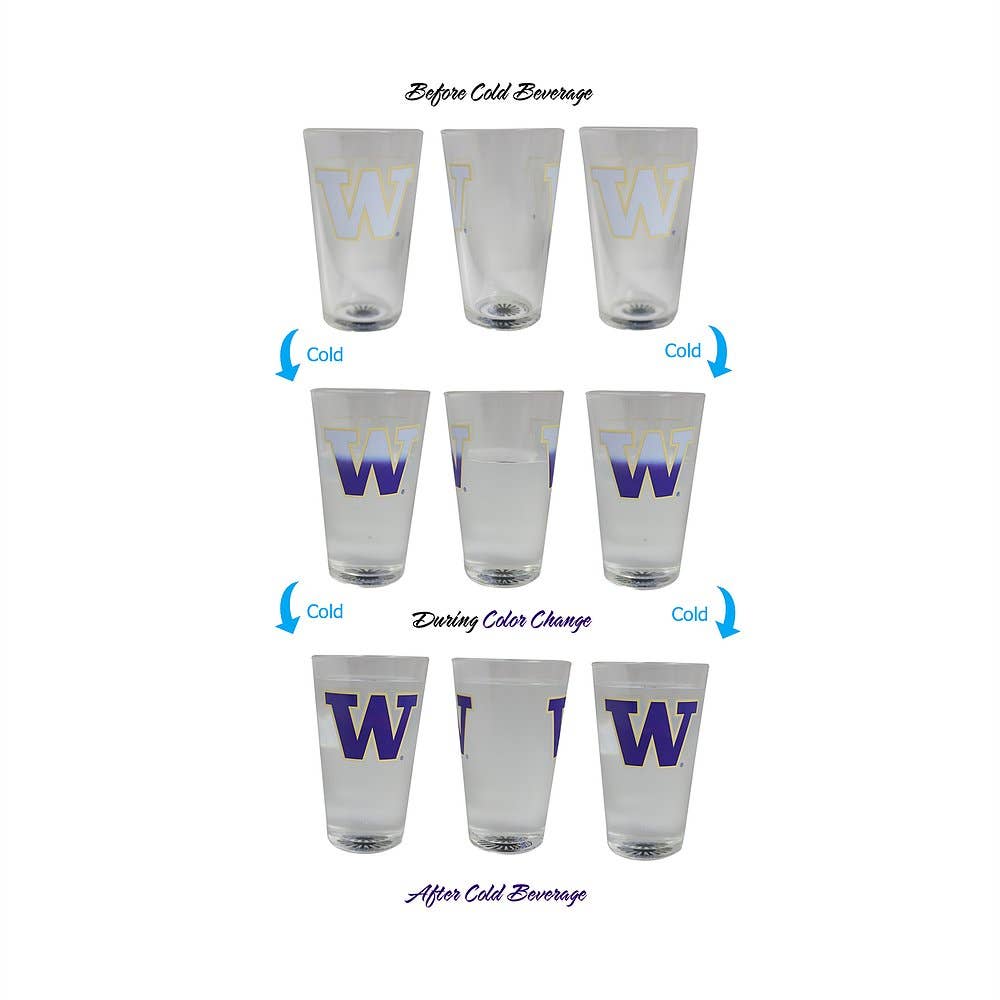 Sunkiss - Wholesale Drinking Glass/Cup - UW Huskies Color Changing Glass - Logo Changes Color3
