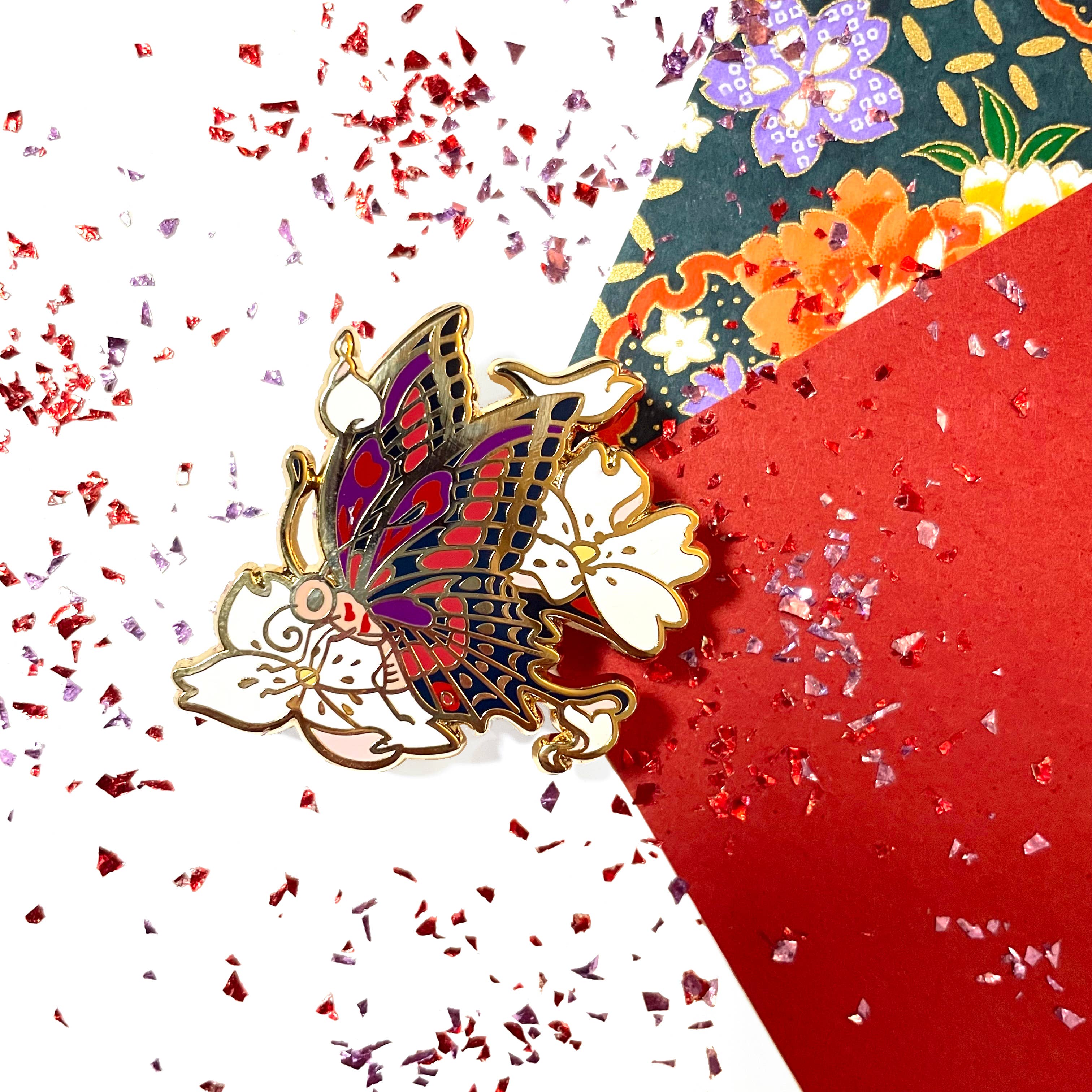 Shishido Creative - Wholesale Lapel Pin/Button - Cherry Blossom Butterfly • Sakura ni Chouchou Enamel Pin3