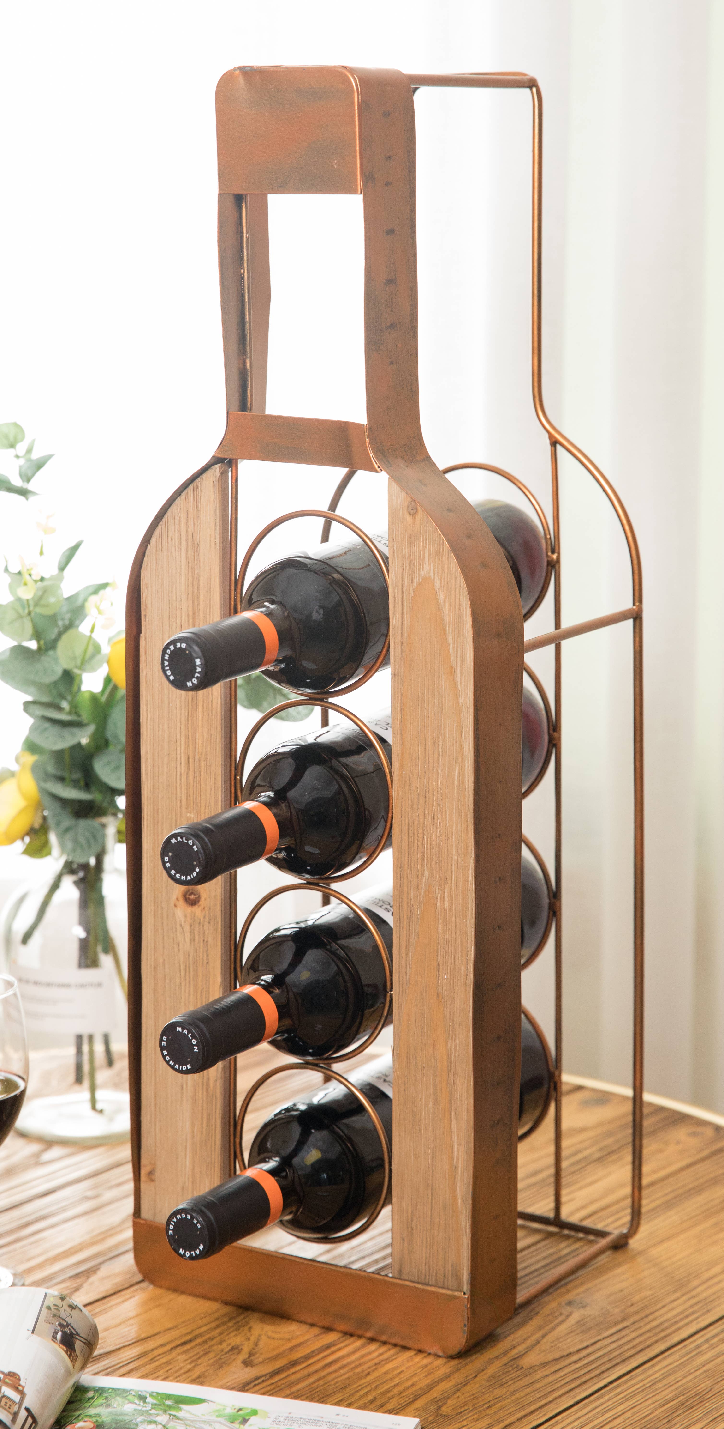 Quickway Imports – wholesale Bottle rack/holder – Bottle Shaped Freestanding 4 Wine Bottle Holder1