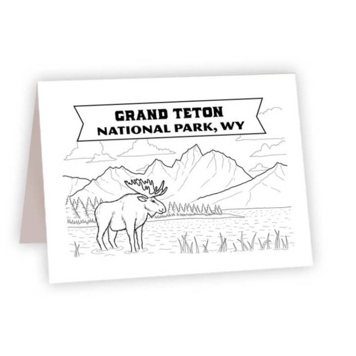 Coloring Cards ND - Grand Teton National Park - Moose for wholesale by Ahava River Cards, Books & Decor