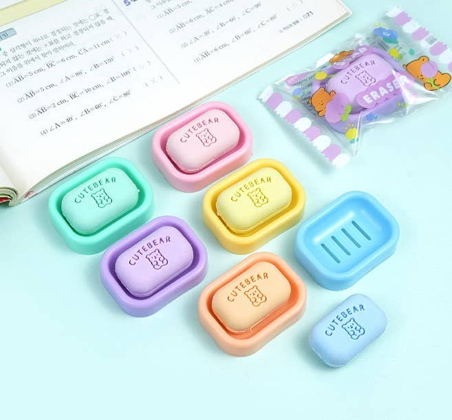 K-Wonderland – wholesale Eraser – CUTE BEAR Soap Eraser - School writing  Desk Essencials1