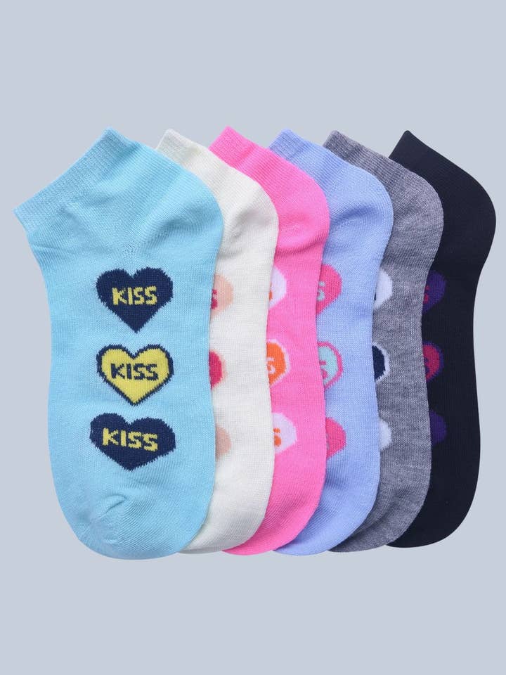 Kiss Hearts Women Printed Low Cut Socks , S809 for wholesale by Amerikan Basics