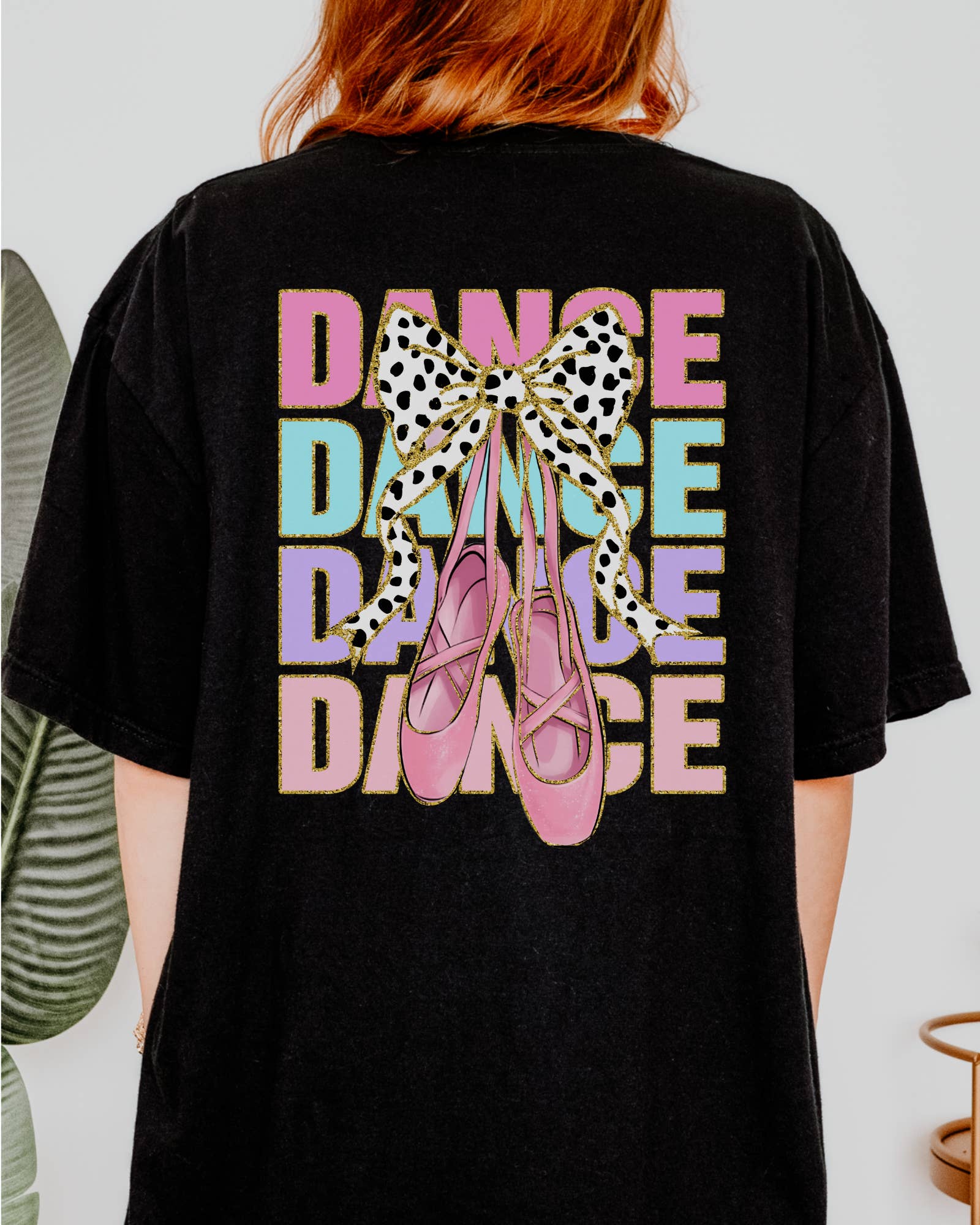 Swain Co. - Wholesale Screen Printed T-Shirt - Women's - Personalized Dance T-Shirt with Pastel Cheetah Print Shoes | Custom Dancer Name Shirt | Dance Recital Gift | Girls Dance Tee | Studio Squad Shirt