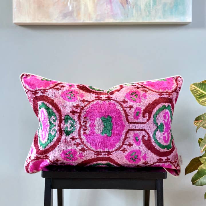 Velvet Ikat Cushion Flamingo | Velvet Ikat Pillow Flamingo for wholesale by Mila∞Miro by Emelie