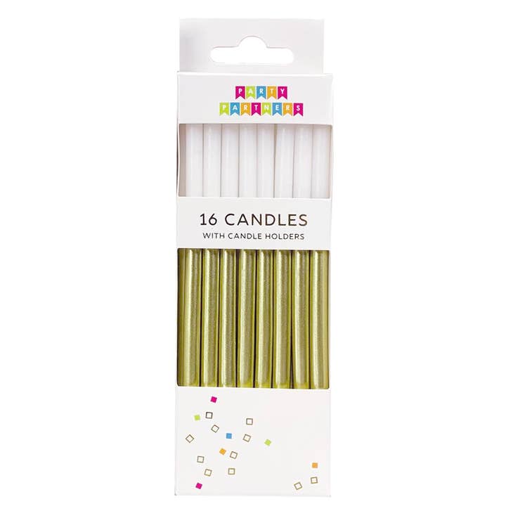 Party Partners - Wholesale Cake candle - Gold Metallic Dip 16 Candle set1