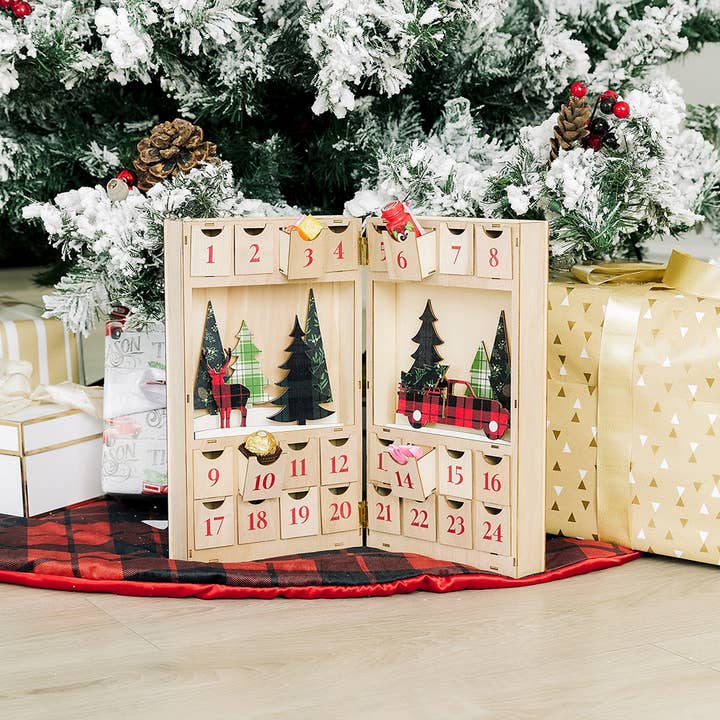 Weddingstar Inc. - Wholesale Advent calendar - Plaid Stag Wooden Advent Calendar - Christmas Countdown6