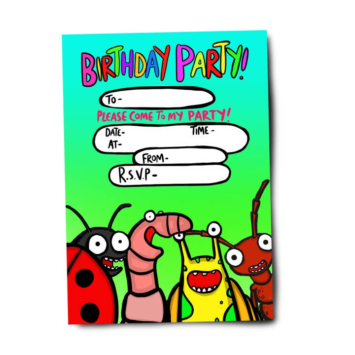 Garden Beasts Birthday Party Invitation for wholesale by Dixon Does Doodles