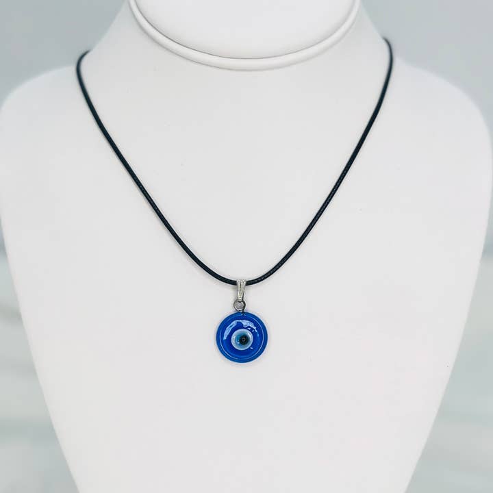 Verstelbare Evil Eye-ketting, marineblauwe glazen hanger - bescherming voor wholesale door Loli