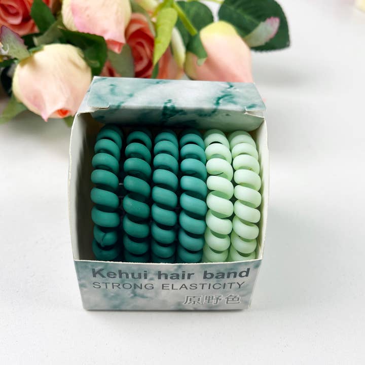 SoapElenGlen - Wholesale Hair Tie - Matte Multicolor Boxed Phone Cord Hair Tie2
