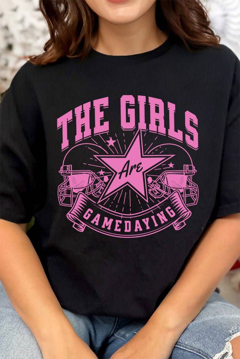Wholesale Accessory Market - Wholesale Screen Printed T-Shirt - Women's - The Girls Are Gamedaying Short Sleeve Relaxed Fit T-Shirt13