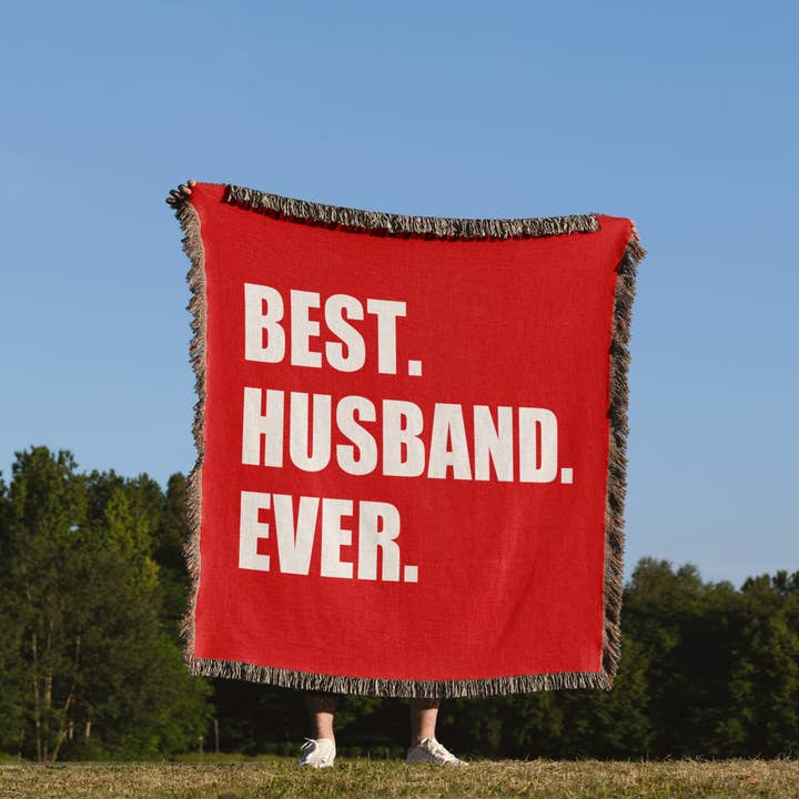 3dRose - Wholesale Throw Blanket - 3dRose, Red Best Husband Ever - white text anniversary romantic gift for him, Blanket1