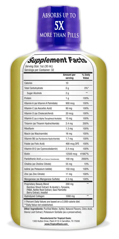 Tropical Oasis – wholesale Oral supplement/vitamin – Liquid Beauty Supplement1