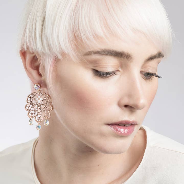 Baroque Drop Earrings | Gold Plated | Made in Italy for wholesale by NINA TRA LE NUVOLE